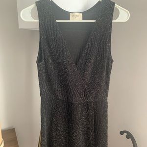 Everly Black Sparkly Faux Wrap Dress - Size Small